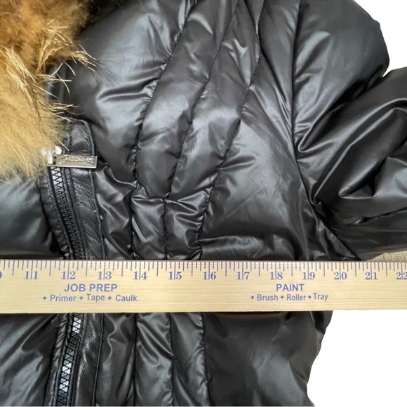 Jessie G. Puffer Coat Down Fur Belt Black Women’s Size L - Picture 10 of 16